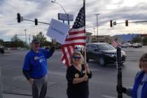 David Jacobs/Pahrump Valley Times At the corner of Nevada Highways 160 and 372, protesters gath ...