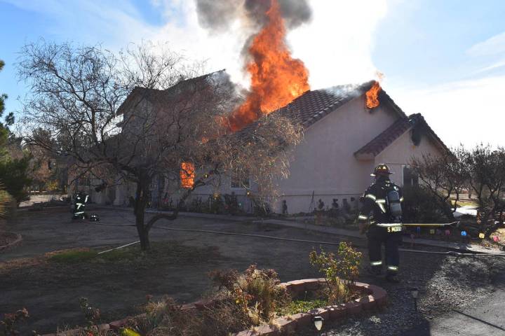 Special to the Pahrump Valley Times Pahrump fire crews were met with heavy fire conditions upon ...