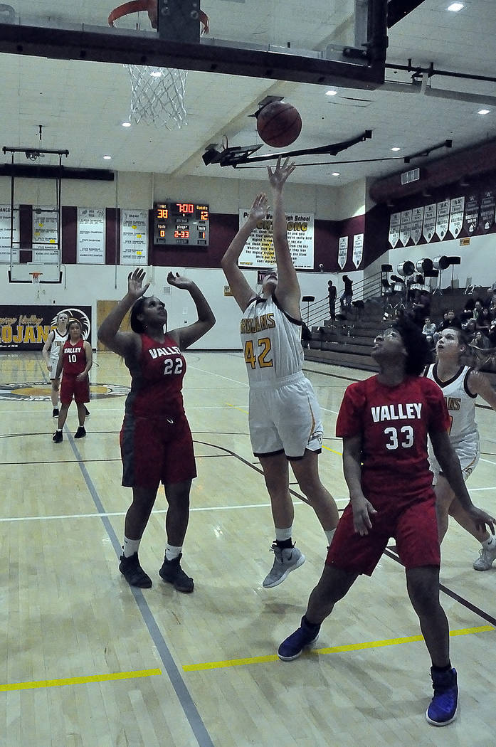 Horace Langford Jr./Pahrump Valley Times Kate Daffer recorded 10 points and a team-leading 6 re ...