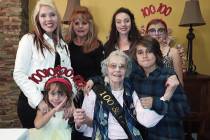 Selwyn Harris/Pahrump Valley Times Dottie Collins, who turned 100 years-old this week, is surro ...