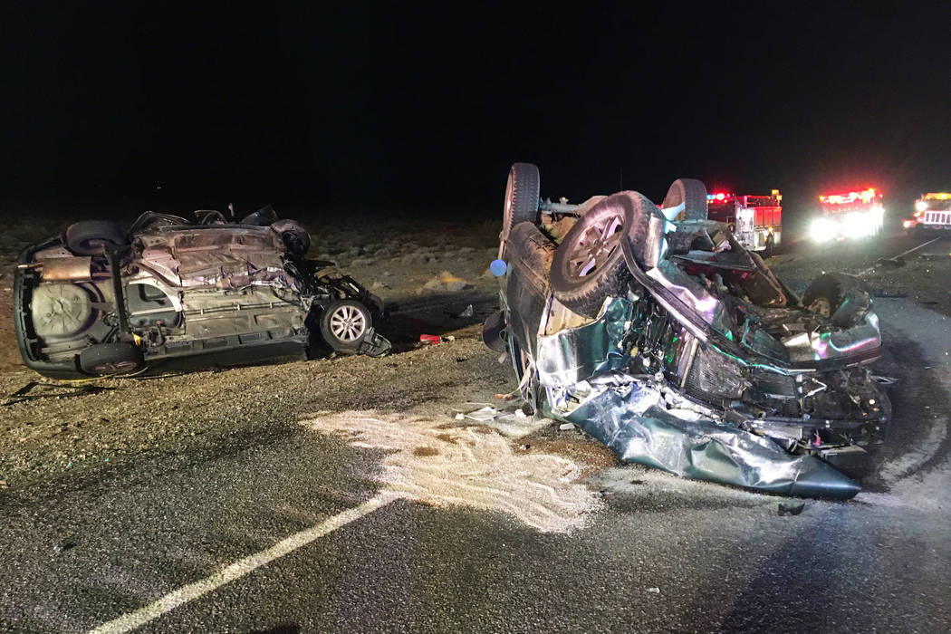 Nevada Highway Patrol Two vehicles crashed the night of Wednesday, Dec. 11, 2019, on U.S. Highw ...