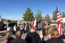 Robin Hebrock/Pahrump Valley Times The Pahrump Community Library parking lot was filled with re ...