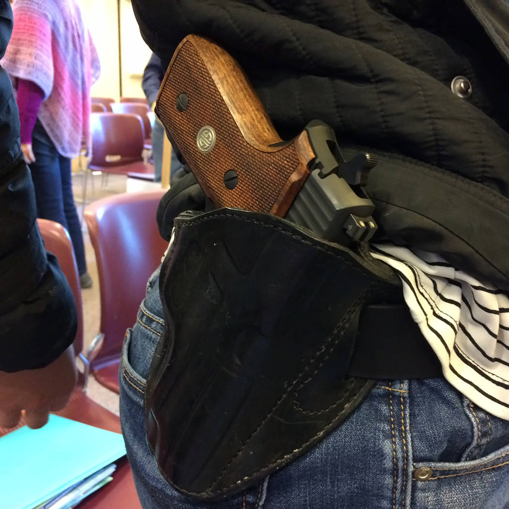 Robin Hebrock/Pahrump Valley Times Open-carry of a firearm was the subject of tense debate on M ...