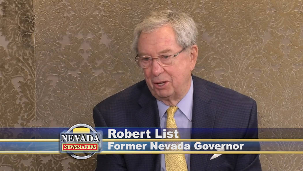 Nevada Newsmakers Former Gov. Robert List, R-Nevada, as shown in his recent interview on Nevada ...
