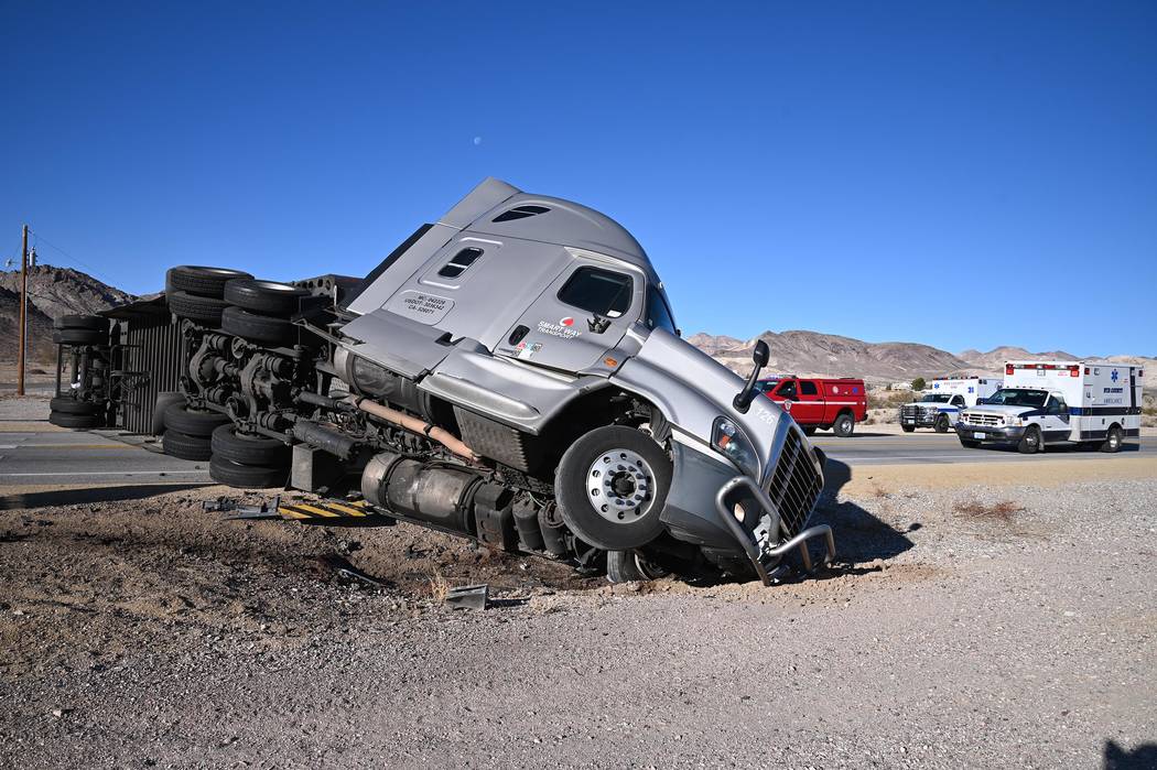 Richard Stephens/Special to the Pahrump Valley Times A look at the truck in Beatty. The crash w ...