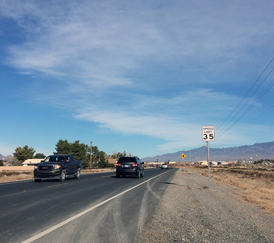 Robin Hebrock/Pahrump Valley Times The speed limit on Pahrump Valley Boulevard from Highway 372 ...