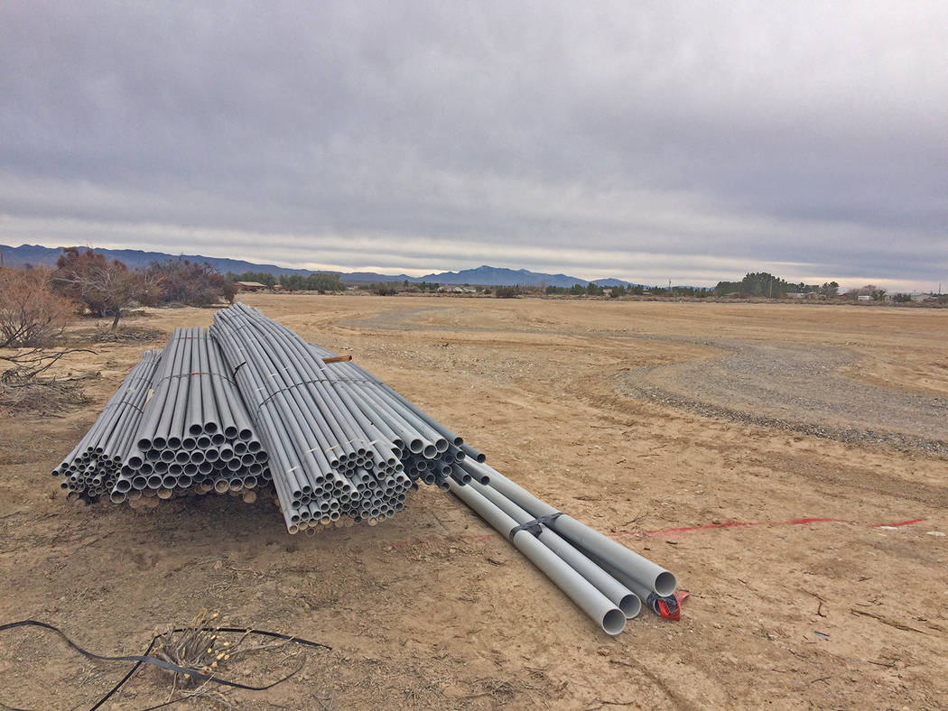 Robin Hebrock/Pahrump Valley Times Electrical conduit has been dropped off at the Kellogg Park ...