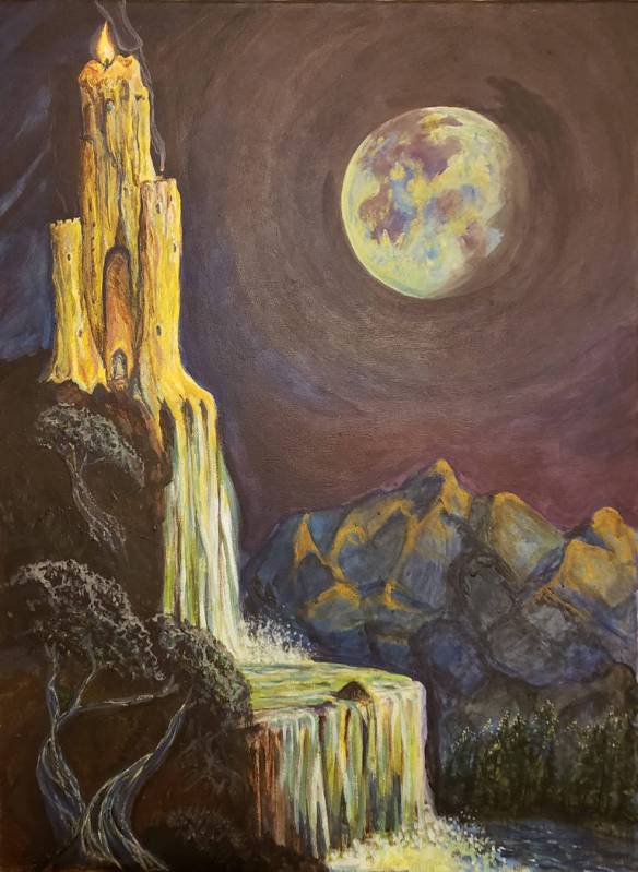 Pahrump Arts Council "Flow of Enchantment Acrylic 2018" by Geneil White as shown in an image pr ...
