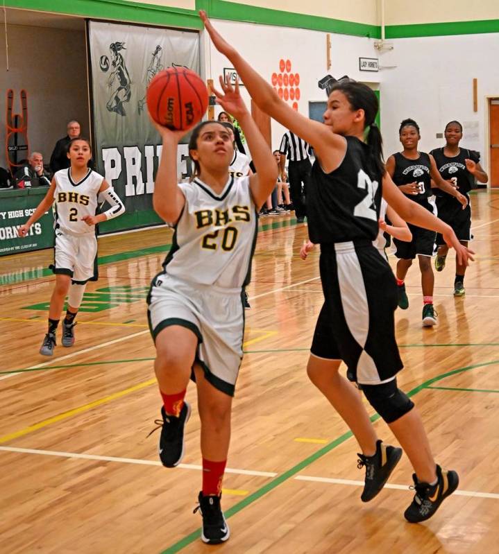 Richard Stephens/Special to the Pahrump Valley Times Beatty's Jasmine Wright goes up for a shot ...