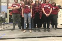Jeffrey Meehan/Pahrump Valley Times Robotics team Awkward Silence stands in the ring at Pahrump ...