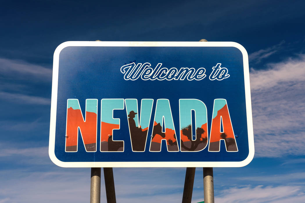 Special to the Pahrump Valley Times A Welcome to Nevada road sign along a highway near Death Va ...