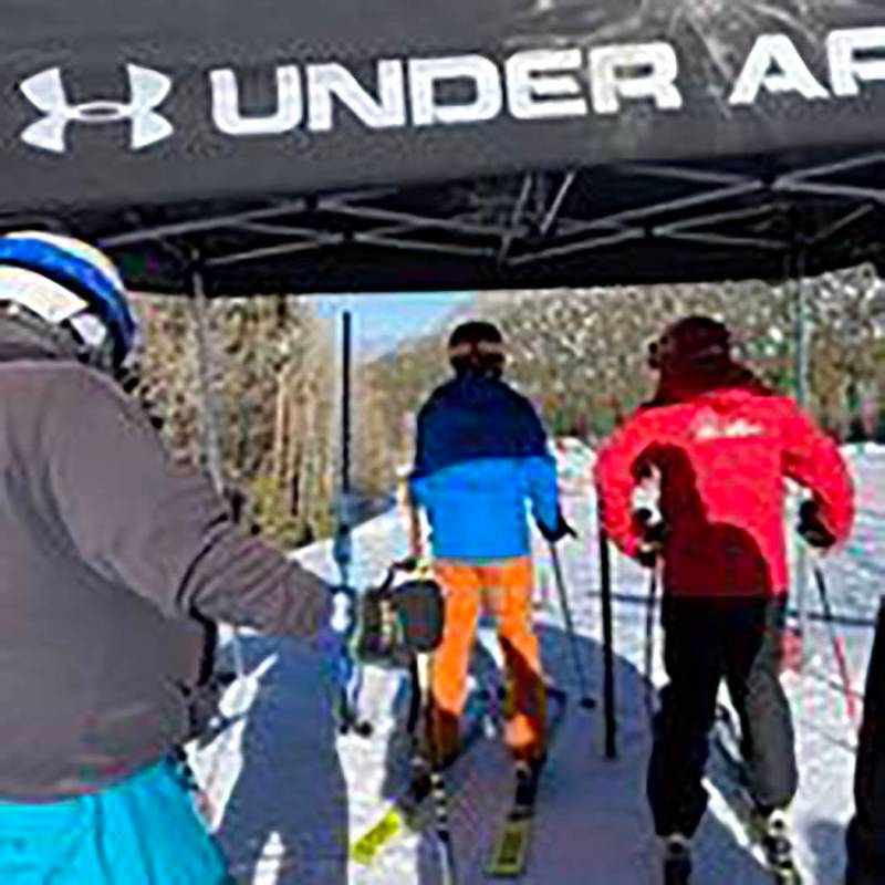 Special to the Pahrump Valley Times Skiers wait their turn on the banked slalom course for Satu ...