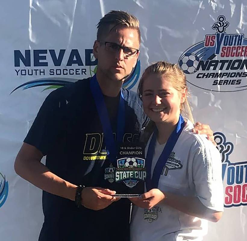 Rose Niles/Special to the Pahrump Valley Times Kathy Niles with Downtown Las Vegas Soccer Club ...