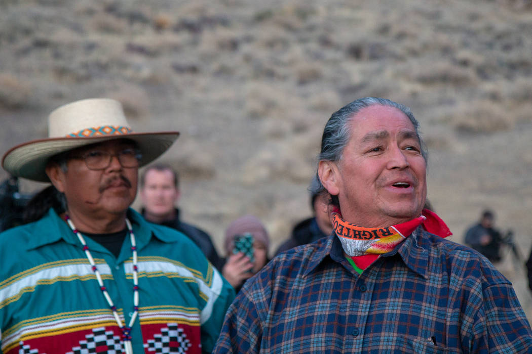 Colton Lochhead/Las Vegas Review-Journal Pyramid Lake Paiute Vice Chairman Alan Mandell, right, ...