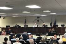 Robin Hebrock/Pahrump Valley Times The Nye County Commission is seen presiding over an appeal h ...