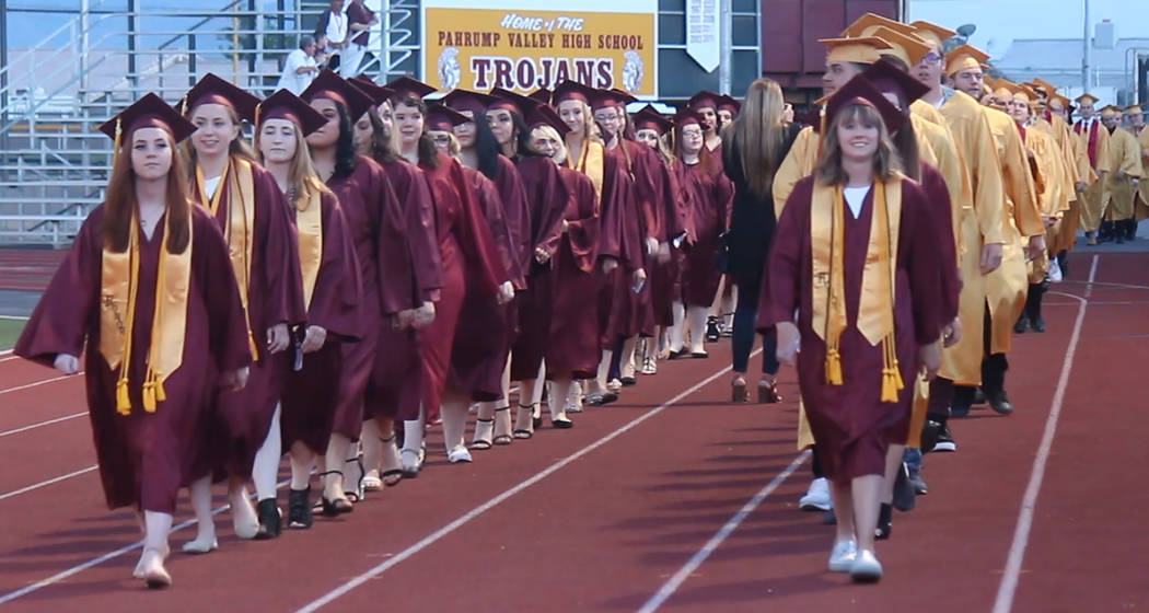 Jeffrey Meehan/Pahrump Valley Times The graduating Class of 2019 for Pahrump Valley High School ...