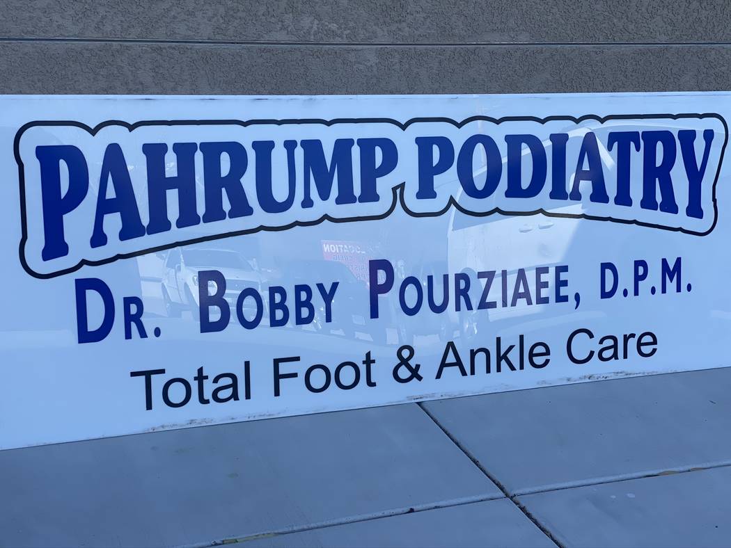 Jeffrey Meehan/Pahrump Valley Times A sign sits on the side of Pahrump Podiatry's new location ...