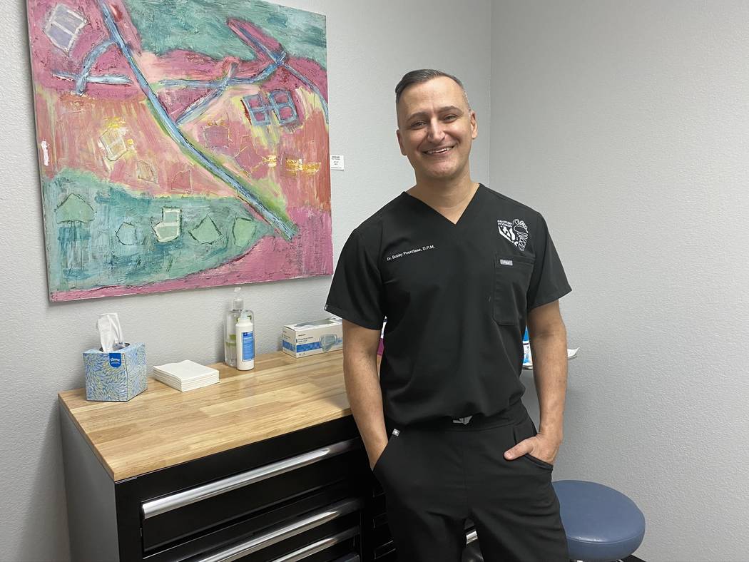 Jeffrey Meehan/Pahrump Valley Times Dr. Bobby Pourziaee of Pahrump Podiatry stands in an exam r ...