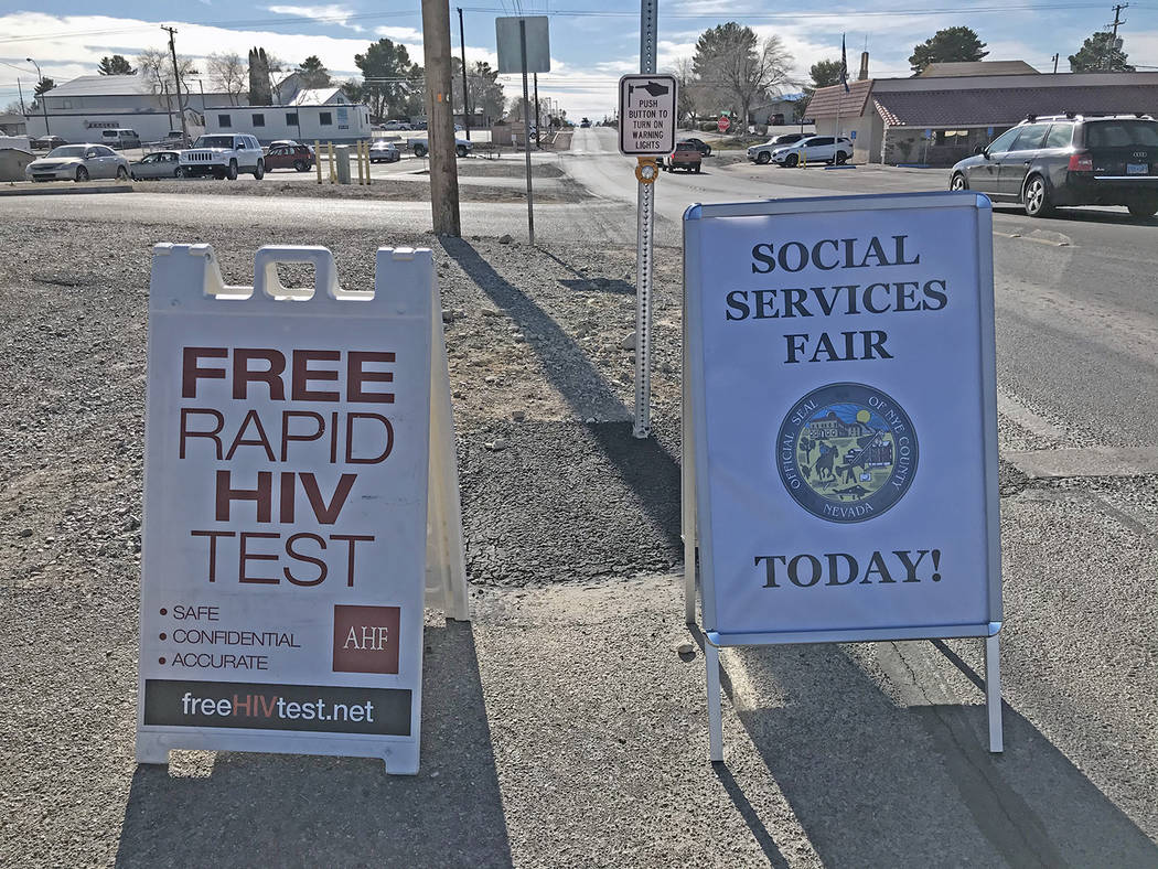 Robin Hebrock/Pahrump Valley Times Signs help guide attendees to the NyE Communities Coalition ...