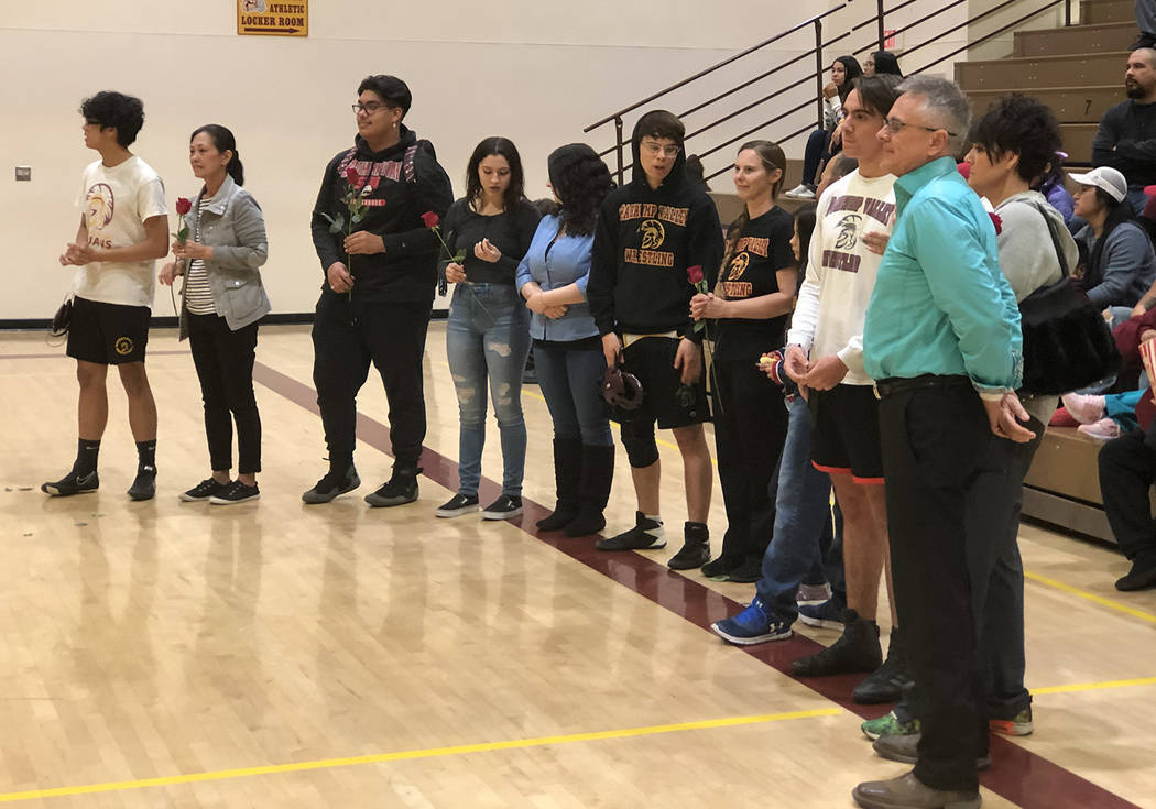Tom Rysinski/Pahrump Valley Times Some of the seniors honored with their parents on Senior Nigh ...