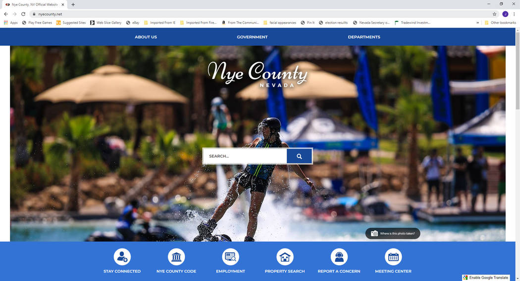 Jeff Meehan/Pahrump Valley Times This screenshot shows Nye County's website NyeCounty.net. The ...