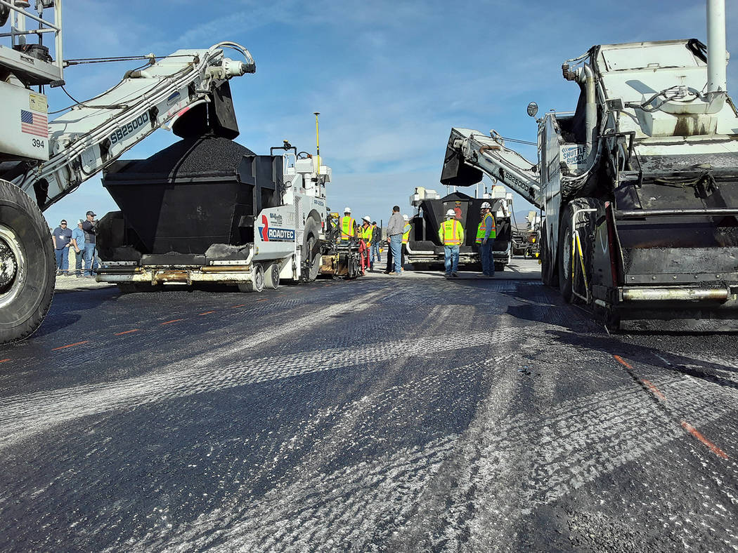 Selwyn Harris/Pahrump Valley Times By using the intelligent paving method, work crews can norma ...