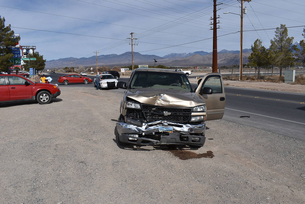Special to the Pahrump Valley Times Pahrump fire crews responded to a two-vehicle crash along H ...