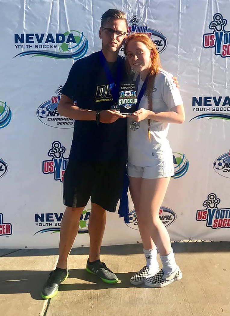 Julie Carrington/Special to the Pahrump Valley Times Kaitlyn Carrington shows off the State Cup ...