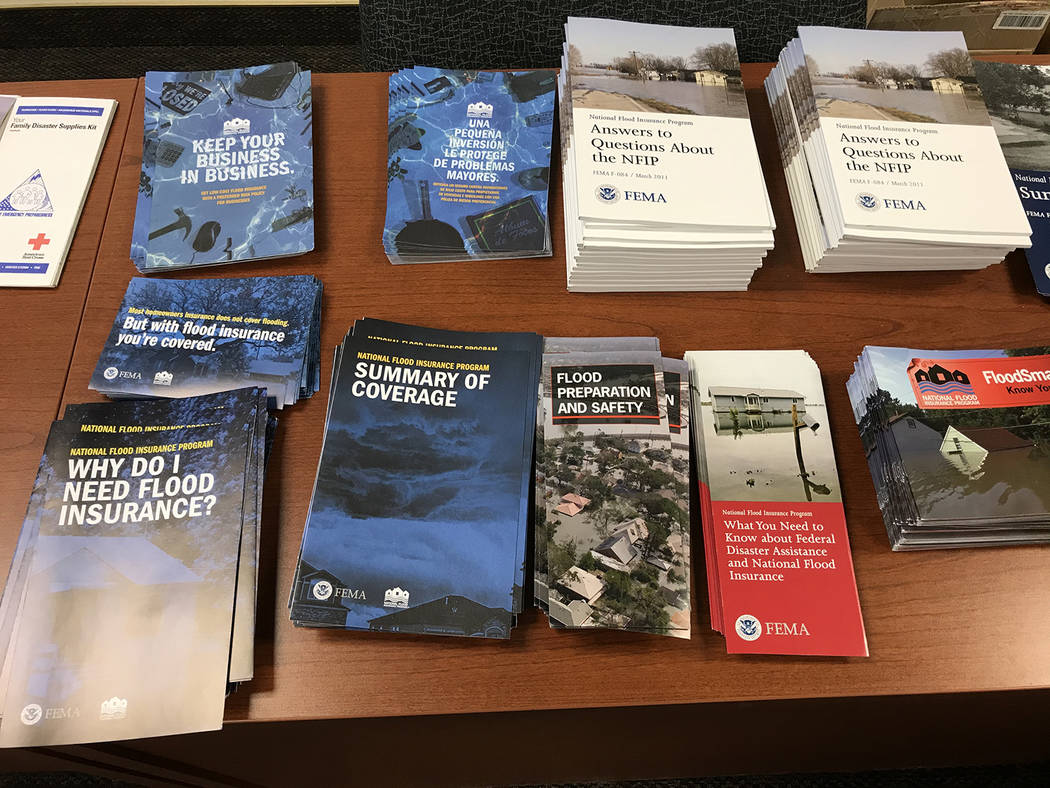 Robin Hebrock/Pahrump Valley Times A view of the informational materials provided at the Flood ...