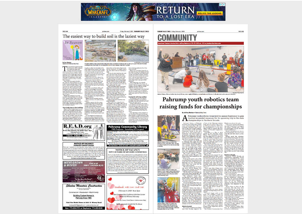 File photo The Pahrump Valley Times' new e-edition lets readers access the publication's conten ...