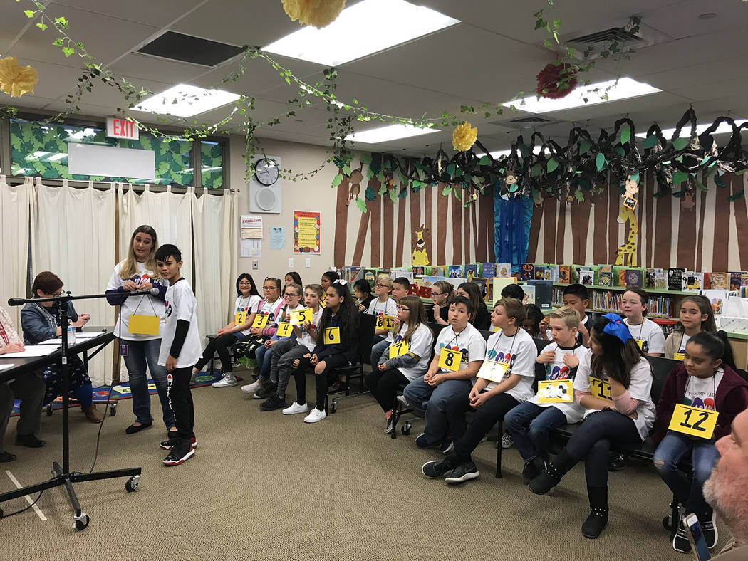 Robin Hebrock/Pahrump Valley Times The students competing in the third through fifth grade Spel ...