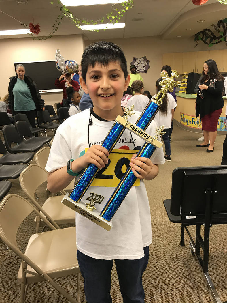 Robin Hebrock/Pahrump Valley Times Beaming with excitement, fifth-grader Caden Ayala of Manse E ...