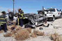 Selwyn Harris/Pahrump Valley Times Pahrump fire crews were forced to remove a mechanically entr ...