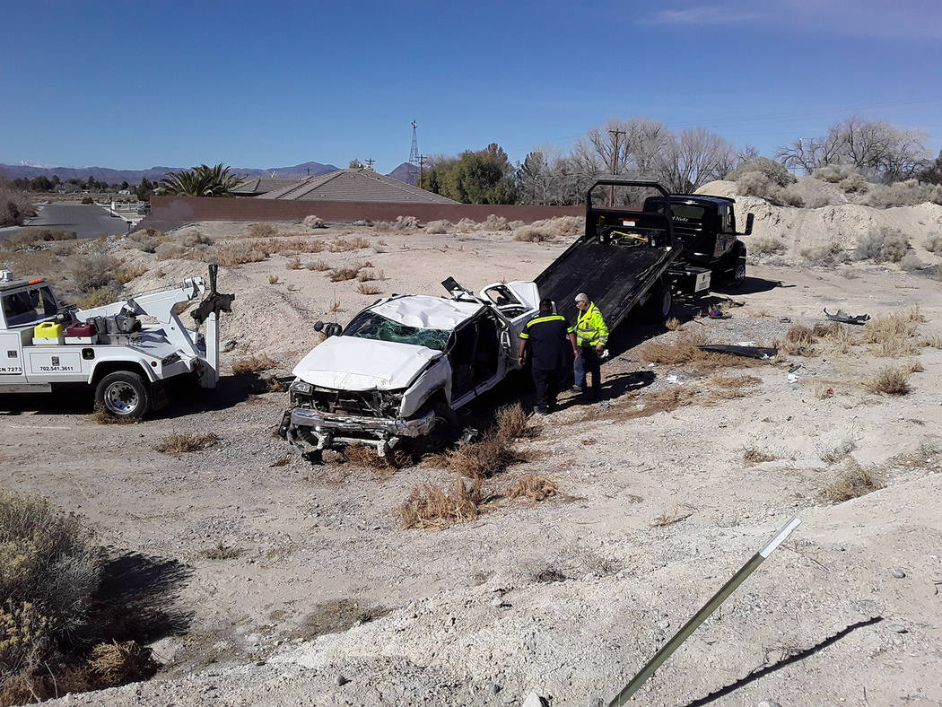 Selwyn Harris/Pahrump Valley Times According to eyewitness Rich Gehrke, the vehicle went airbo ...