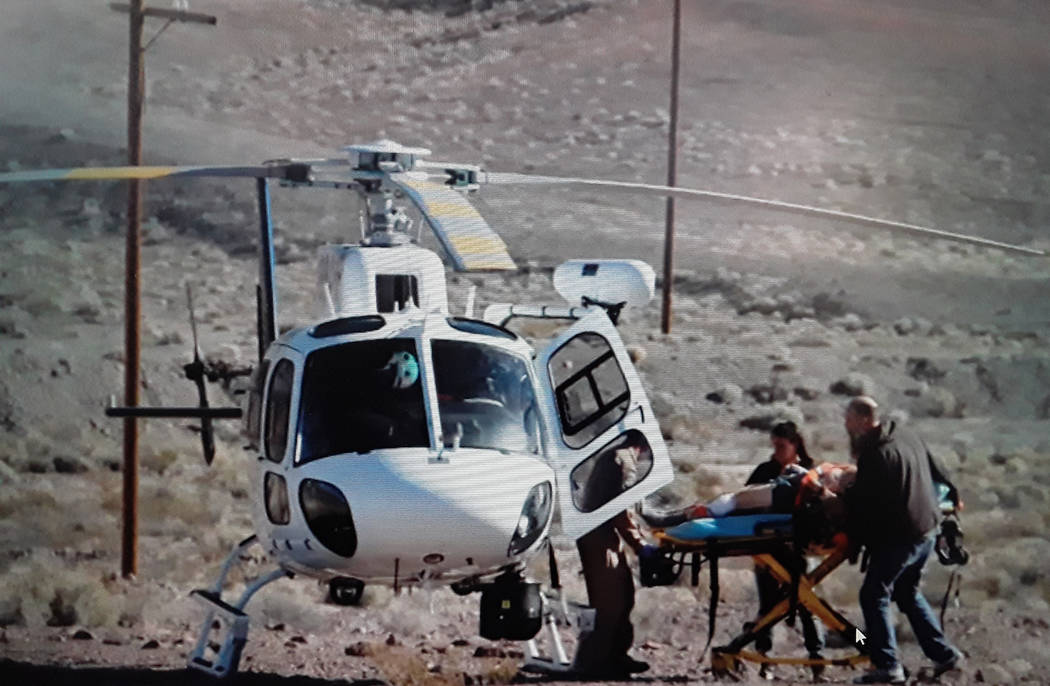Special to the Pahrump Valley Times One hiker who sustained injuries after a fall was evacuated ...