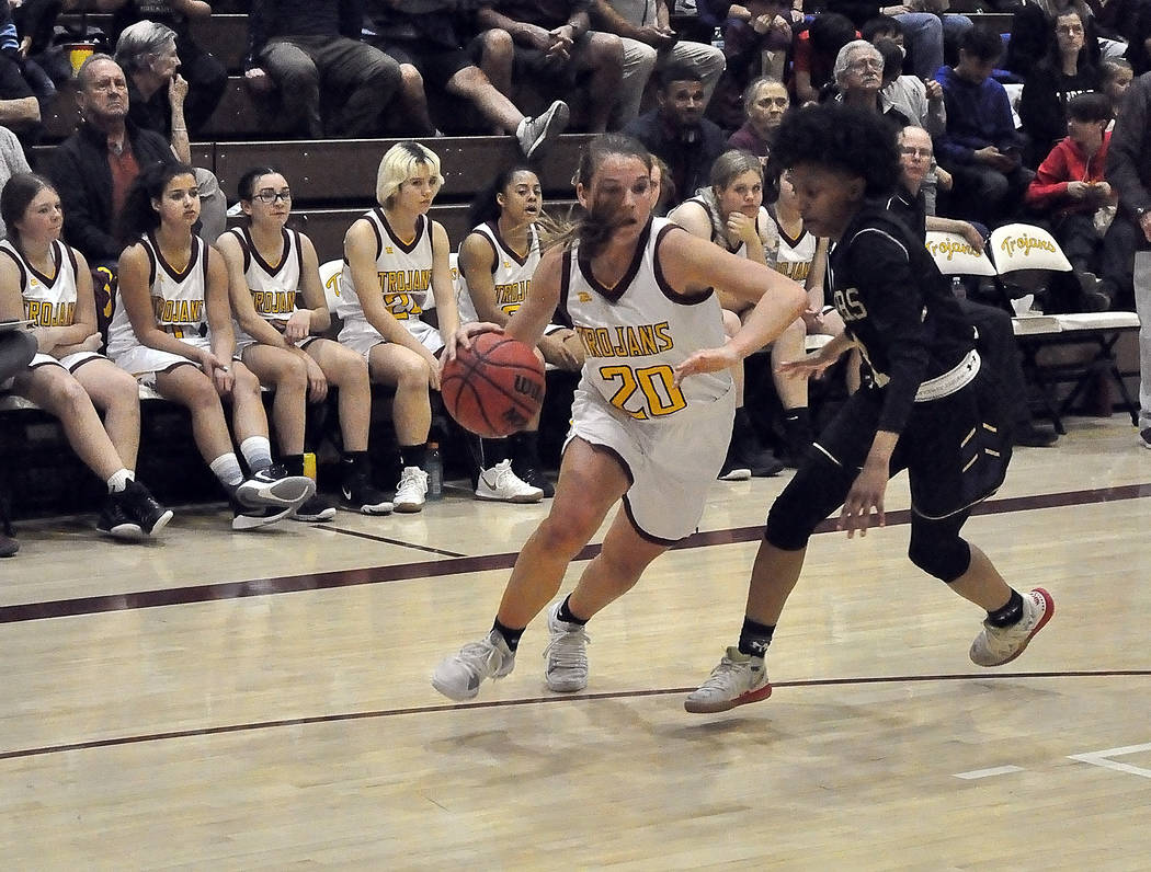 Horace Langford Jr./Pahrump Valley Times Junior Maddy Souza totaled 10 points, 8 rebounds, 10 a ...