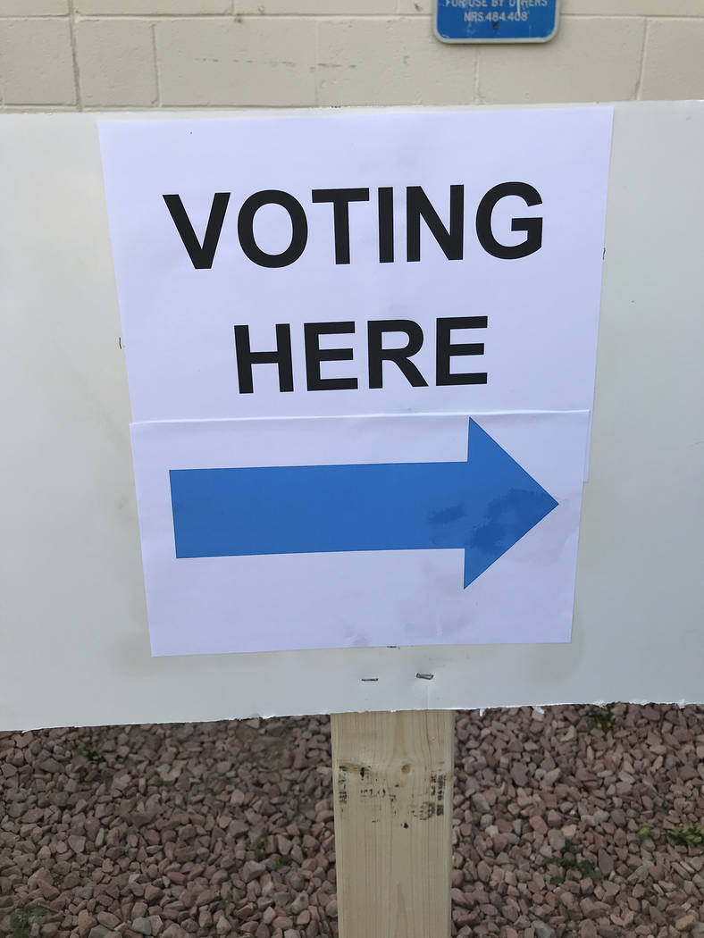 Robin Hebrock/Pahrump Valley Times Directional signs were posted at early voting sites to direc ...