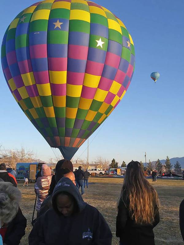 Pahrump Chamber of Commerce Chamber Executive Director Jenney Sartin took her first-ever balloo ...