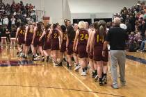 Tom Rysinski/Pahrump Valley Times Pahrump Valley High School girls basketball players line up t ...