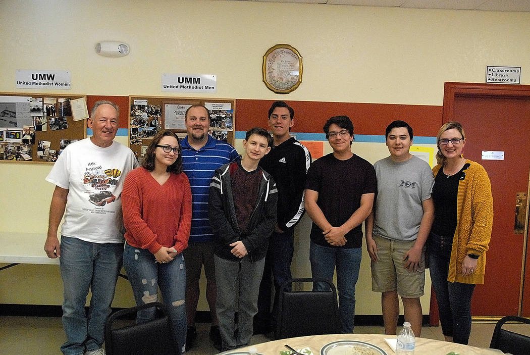 Horace Langford Jr./Pahrump Valley Times The Pahrump Valley High School Robotics Club poses for ...