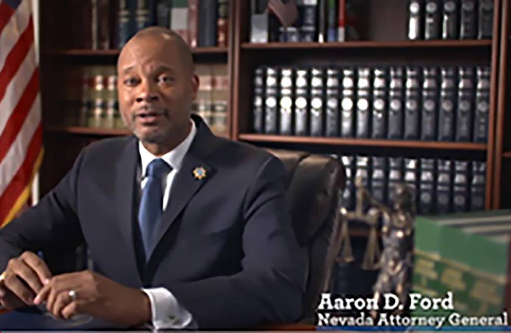 Nevada Attorney General Aaron Ford (Screenshot/Nevada Attorney General's Office)