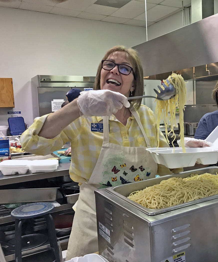Robin Hebrock/Pahrump Valley Times Kitchen volunteers were hard at work preparing a big spaghet ...