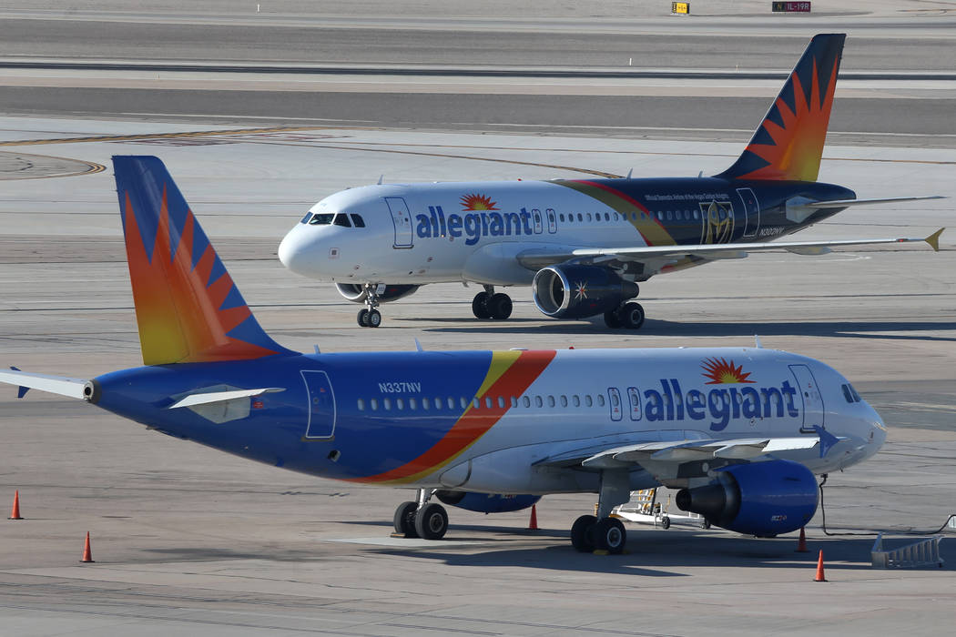 Erik Verduzco/Las Vegas Review-Journal An Allegiant Air airplane taxis at McCarran Internationa ...