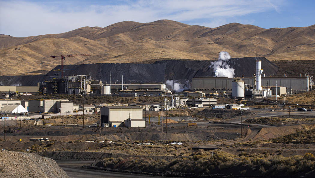 A view of the Goldstrike autoclave facility, upper right, and the non-cyanide leaching resin in ...