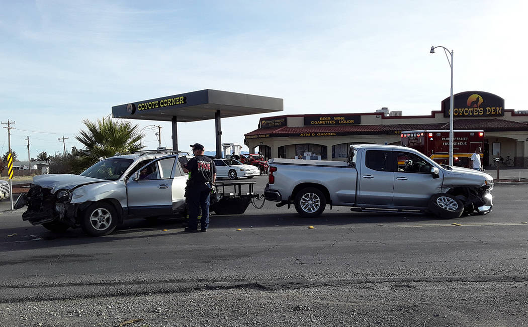 Selwyn Harris/Pahrump Valley Times No serious injuries were sustained following a high impact t ...