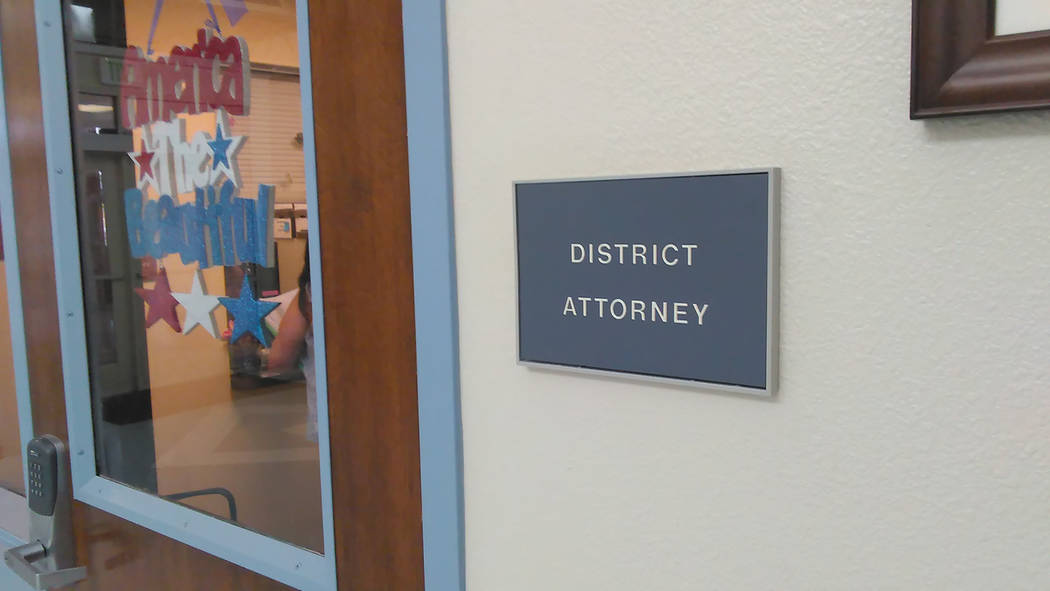 Selwyn Harris/Pahrump Valley Times A sign outside the Nye County District Attorney's Office in ...