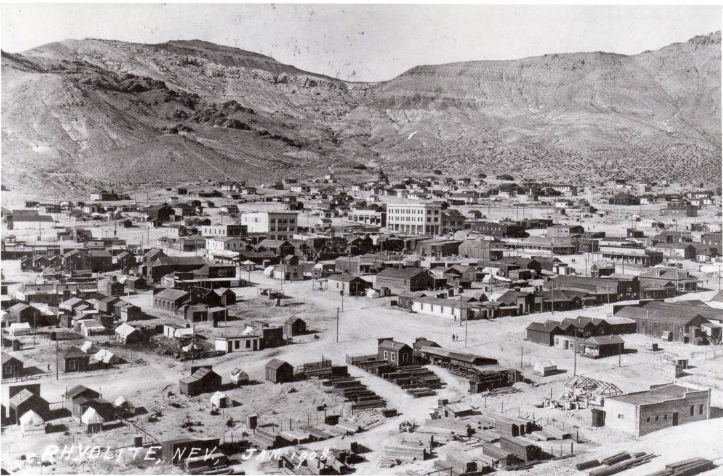 Courtesy of Nevada State Library and Archives A view of Rhyolite in 1908, the same year 20-year ...
