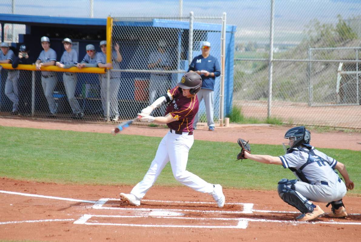 Charlotte Uyeno/Pahrump Valley Times Senior Chase McDaniel totaled 7 hits, including 3 triples, ...