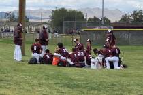 Tom Rysinski/Pahrump Valley Times The Pahrump Valley High School baseball team listens to coach ...