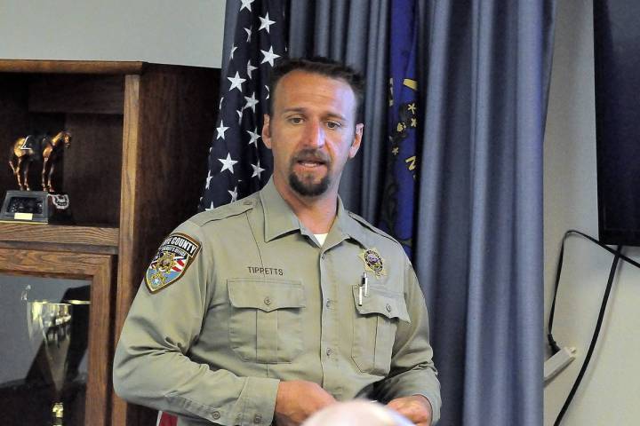 Horace Langford Jr./Pahrump Valley Times Nye County Sheriff's Office Lt. Adam Tippetts announc ...